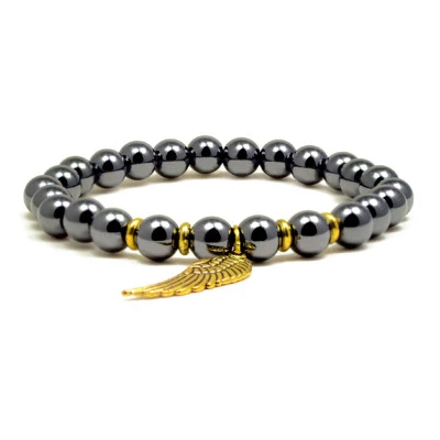Accents Kingdom Men's Magnetic Hematite Bracelet with Golden Wing 8.5" - Image 1 of 3