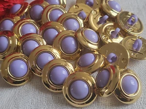 Lot 10 boutons violet doré  pied année 2000 diamètre 1,7 cm  ref 282 - Picture 1 of 2