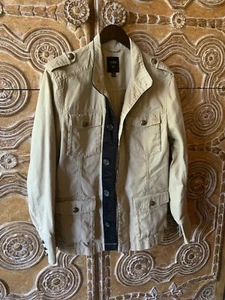 GUESS Men’s 100% Cotton Khaki Safari JACKET Sportswear Button Front Size Large - Picture 1 of 20
