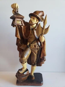 Wooden German Night Watchman Figure 14 1/4" broken staff on hellebarde SEE DESC - Picture 1 of 10