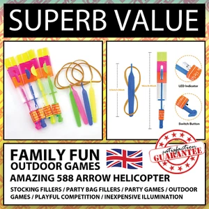 4x LED Slingshot Rocketcopter Toys For kids - Fun Outdoor Children's Party Games - Picture 1 of 2