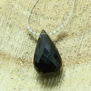 Smoky Quartz Faceted Drop Zircon Beads Briolette Natural Loose Gemstone Jewelry - Picture 1 of 3