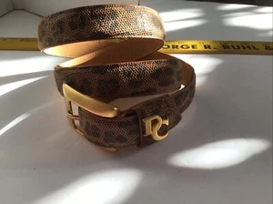 Cintura DC stampa animalier pelle scamosciata maiale testurizzata fibbia oro donna 38” X .875” - Foto 1 di 9