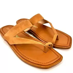 Stuart Weitzman Lyla flache Sandalen aus Wildleder quadratische Zehenpartie Gr. 10 hellbraun - Bild 1 von 9