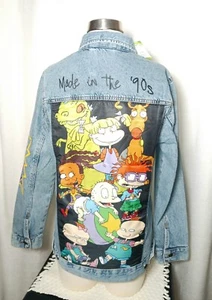 Nickelodeon NWT Rugrats Made in 90's Unisex Trucker Denim Jean Jacket Lt Blue  - Picture 1 of 11