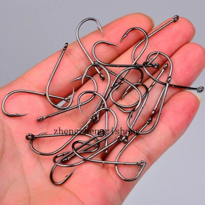 200pcs Baitholder Fishing Hook Jig Hooks Black High Carbon Steel Fishhook 11#-7# - Image 1 of 4