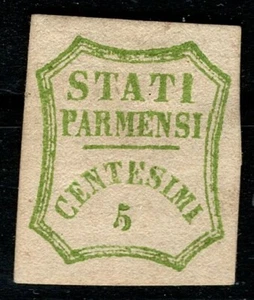 Parma 1859 Sas 12 5c Green MH Patchy Gum Signed Brun No Faults CV €1,100  - Picture 1 of 2