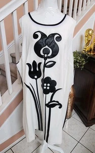 NWT VICTORIA BECKHAM TARGET White Black Faux Leather Applique No Sleeve Dress 3X - Picture 1 of 13