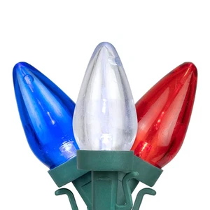 Northlight Patriotic LED C7 Christmas Lights - Red, White and Blue - 16' Green - Picture 1 of 5