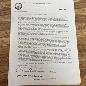 U.S. Air Force (Sep 28, 1990) Letter/Newsletter To Retiree or Annuitant - Picture 1 of 6