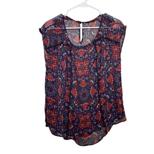 ANA Blouse Women's Large Mesh Sleeveless Printed Sheer Round Neck Lace - Picture 1 of 9