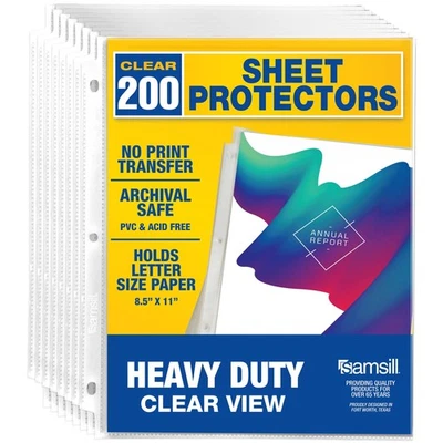 200 Pack Heavy Duty Sheet Protectors, Crystal Clear, 8.5x11 Inch Page Protect... - Image 1 of 4