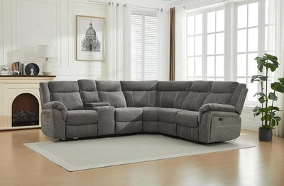 Juego de sofá seccional reclinable potencia gravedad cero, sofá reclinable de tela de 5 plazas Foto 1 de 4