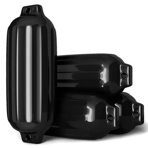 4 Ribbed Marine 8.5" X 27" Boat Fender Vinyl Bumper Dock Shield Black - Picture 1 of 7