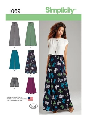 Simplicity 1069 Sz 12-20 Palazzo Pant Wide Leg Culotte Wrap Skirt Maxi Pattern - Image 1 of 4