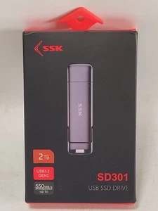 SSK 2TB External SSD USB Drive 2-in-1 Dual Drive USB Type C and USB A 550MB/s - Picture 1 of 6