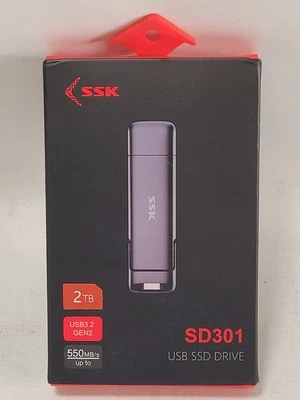 SSK 2TB External SSD USB Drive 2-in-1 Dual Drive USB Type C and USB A 550MB/s - Image 1 of 4