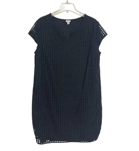 Vestido recto Merona algodón con ojales talla grande XXL negro forrado ligero otoño - Imagen 1 de 10