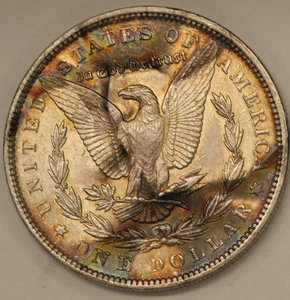 1890 Morgan Silver Dollar UNC BU Toning Rainbow Choice Bu - Picture 1 of 3