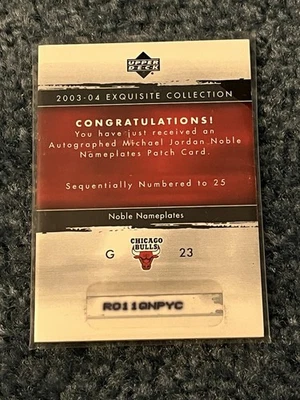 2003/04 EXQUISITE  michael jordan noble nameplates  redeemed redemption card - Image 1 of 3