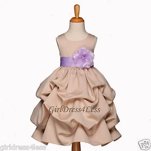 ABITO DA SPOSA CHAMPAGNE/LILLA PICK UP FIORI BAMBINA 6M 9M 12M 18M 2 3/4 6 8 10 12 - Foto 1 di 2