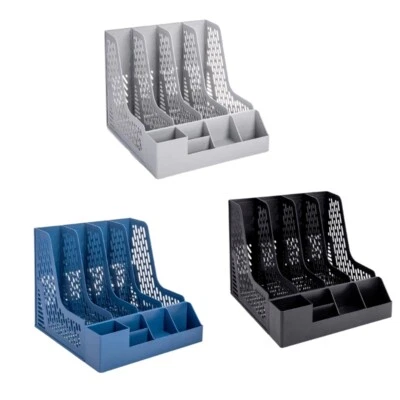 Magazine File Holders with Detachable Pen Holer Plastic Desk Organiser Holders - Image 1 of 4