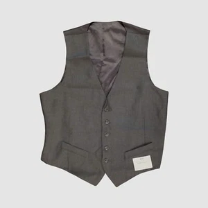 Perry Ellis Portfolio Men Gray Herringbone 5-Button Suit Vest Waistcoat Size M - Picture 1 of 4