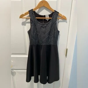 Ella Moss Girls Faux Leather Peplum Black Dress Sz 12 - Picture 1 of 8