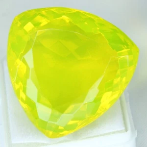 70-80 Ct Certified Trillion Cut Natural NEON Yellow Opal Fire Loose Gemstones - Picture 1 of 5