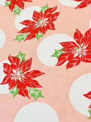 Swell Christmas Poinsettia Polka Dot Pink Fat Eighth 9x21 - Image 1 of 2