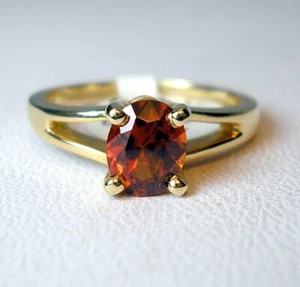 0.99 Carat Oval Natural Malaya Garnet 14K Yellow Gold Ring Was $795 Video - Picture 1 of 11