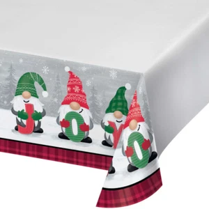 Christmas Party Supplies Holiday Gnomes Paper Tablecover Xmas Tableware Gnome - Picture 1 of 1