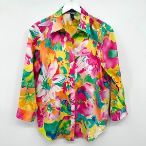 Lauren Ralph Lauren Top Shirt Blouse Womens Medium Garden Party Statement Resort - Picture 1 of 13