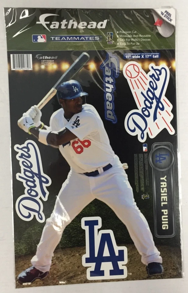 Gráficos de vinilo reutilizables Fathead Teammates 11" x 17" Yasiel Puig LA Dodgers Foto 1 de 1