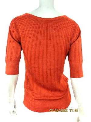 VALERIE BERTINELLI SZ M Acrylic/Wool Rusty Brown Thin Soft Knit Pullover Sweater - Image 1 of 4