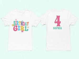 Girls Birthday Shirt - Name age birthday shirt - Personalized shirt - Girl tees - Picture 1 of 3