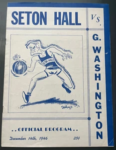 1946 SETON HALL PIRATES BASKETBALL PROGRAM v. GEORGE WASHINGTON U BOB WANZER HOF - Picture 1 of 4