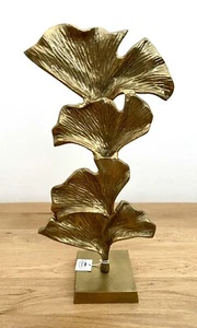 Gilde moderne Aluminium Skulptur GINKGO NEU Gold auf Sockel 50 cm Hoch - Bild 1 von 4