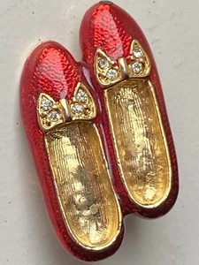 VTG Wizard of Oz Dorothy's Red Shoes Rhinestone Pin Brooch - Kirks Folly? - Picture 1 of 5