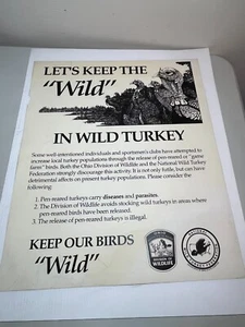 PÓSTER VINTAGE 24" X 20" LET'S KEEP THE WILD IN WILD TURKEY OHIO DIV WILDLIFE - Imagen 1 de 4
