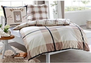 Bettwäsche "Dita" braun/beige 135 x 200 + 80 x 80 MAKO SATIN 100% Baumwolle Neu - Bild 1 von 4