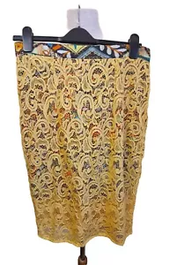Anthropology Hemant & Nandita Designer Yellow Multi Full Back Zip Skirt Size L. - Picture 1 of 7