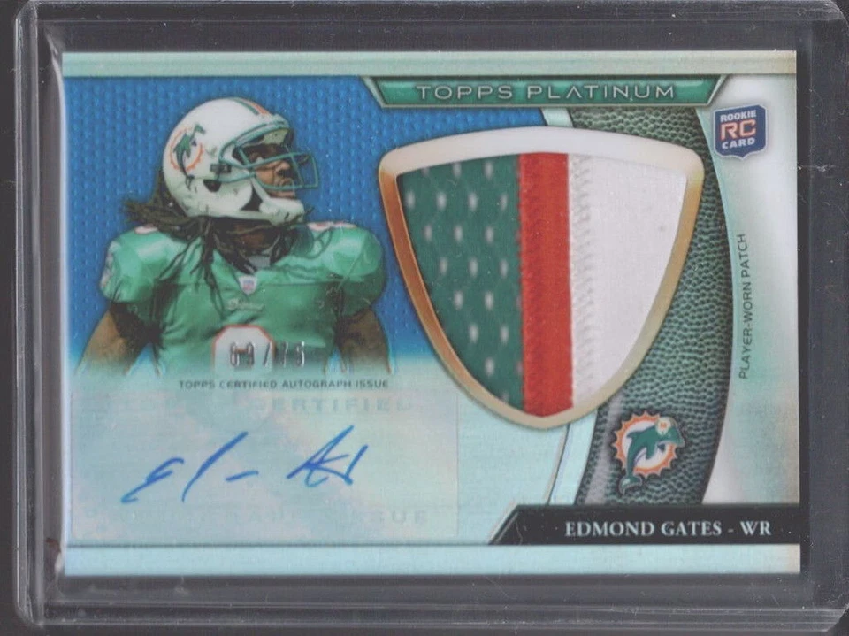 2011 TOPPS PLATINUM EDMOND GATES DOLPHINS ROOKIE AUTO PATCH CARDS #ED 69/75 - Image 1 of 1