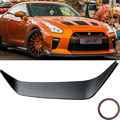 Cubierta de moldura de rejilla superior delantera de fibra de carbono seca para Nissan GTR R35 17-21 Foto 1 de 3