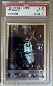 TIM DUNCAN TOPPS CHROME ROOKIE MINT PSA 9 📈💥🔥 NO GREEN!!!!! - Picture 1 of 2