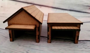2 Laser Cut OO Gauge Model Single Garage Apex And Flat Roof In MDF - Picture 1 of 8