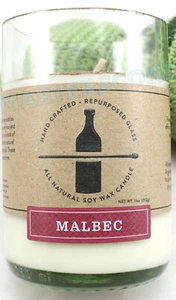 SCENTED CANDLE 11 OZ HAND CRAFTED REPURPOSED GLASS SOY WINE BOTTLE - MALBEC - Picture 1 of 7