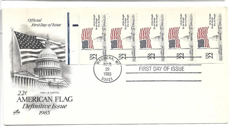 1985 FDC, FLAG OVER CAPITOL, BOOKLET PANE - Image 1 of 1