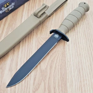 M319 Military Coyote Fixed-Blade Knife Stainless Steel Blade ABS Handle w/Sheath - Picture 1 of 12