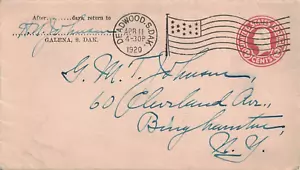 1920 Deadwood, South Dakota Crisp Flag Cancel on Cover - Picture 1 of 1